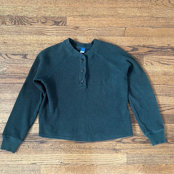 Old Navy Tops - Women's Old Navy Dark Green Waffle Knit Long Sleeve Shirt Size XS